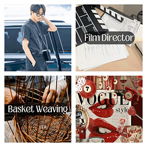 seonghwa in casual clothes / film director / basket weaving / red fashionista moodboard