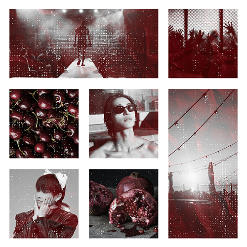 red colored moodboard